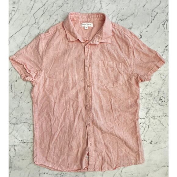 Vintage Summer men's short sleeve button down shirt M Pink Linen Blend - Picture 1 of 5